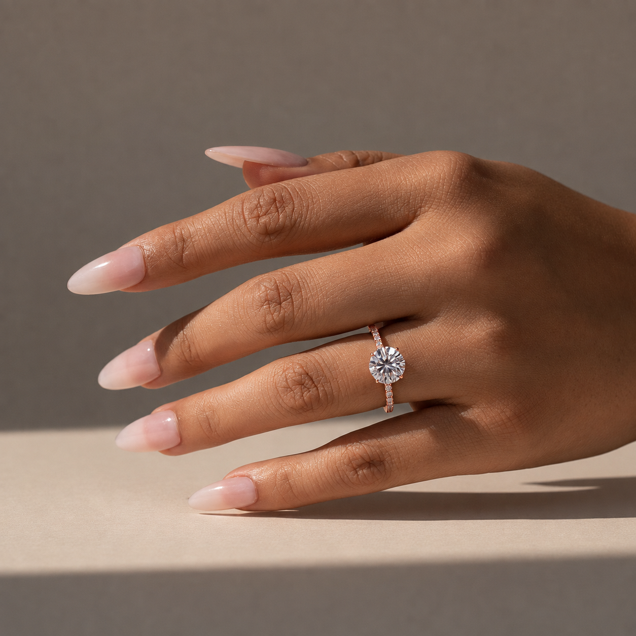 S925 Moissanite 2.0 Ct Round Cut Promise Ring Everyday Wearable Ring For Women