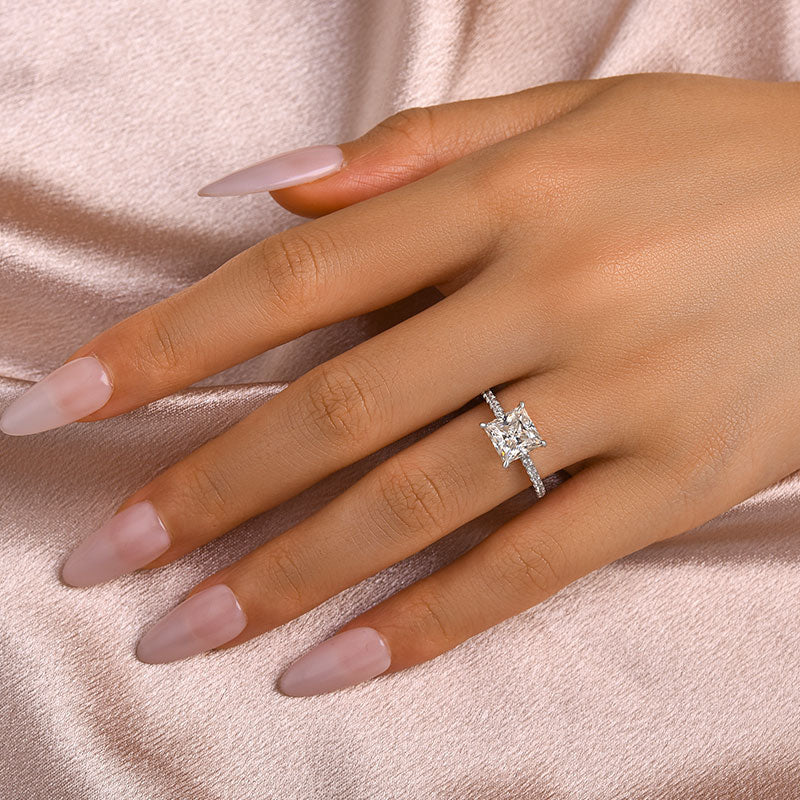 S925 Moissanite 2.0 Ct ～3.0 Ct Square Princess Cut Bridal Ring Elegant Ring For Everyday Wear