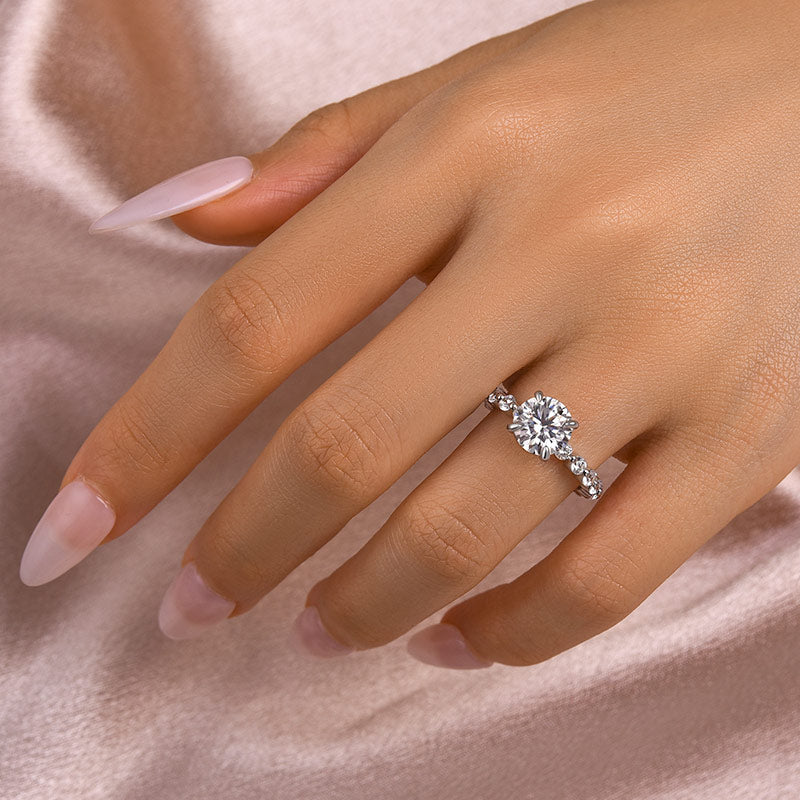 Gelovely Moissanite 2.0 Ct White Gold Promise Bridal Ring