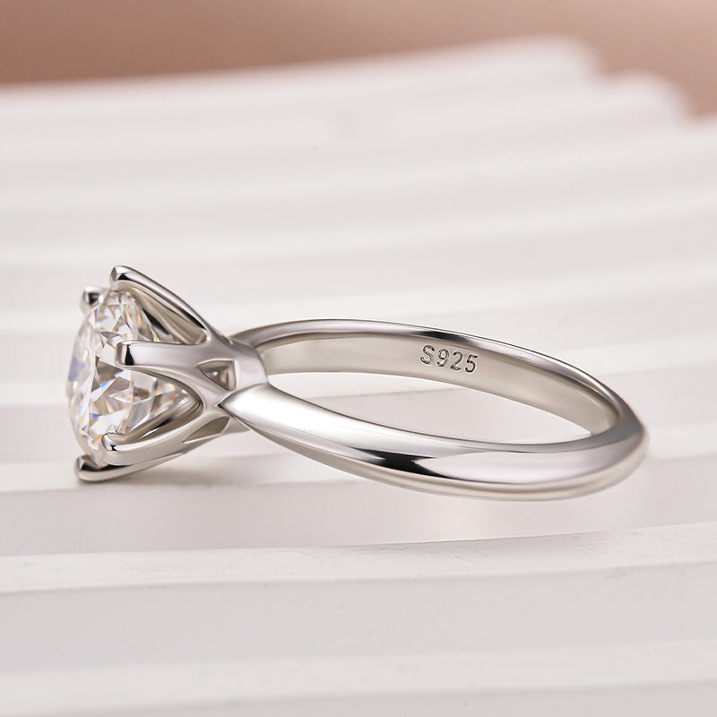 Gelovely Moissanite 2.0 Ct ～3.0Ct Round Cut 6 Prong White Gold Engagement Ring