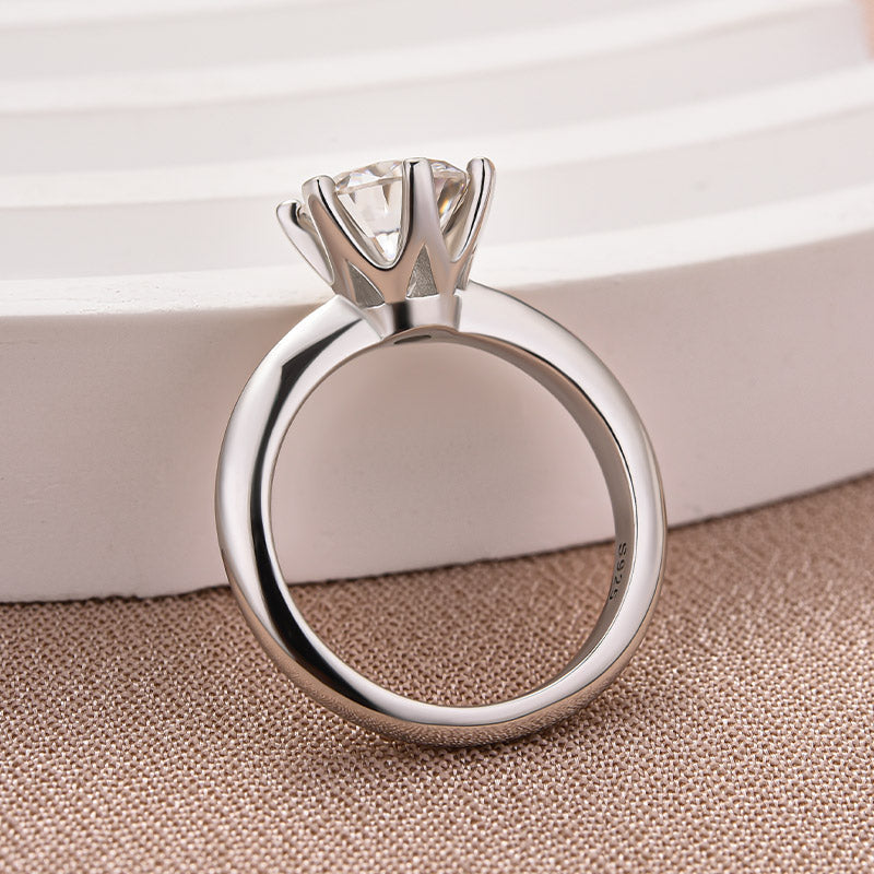 Gelovely Moissanite 2.0 Ct ～3.0Ct Round Cut 6 Prong White Gold Engagement Ring
