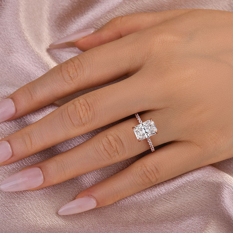 S925 Moissanite 2.0 Ct~3.5 Ct Radiant Cut 18K Gold Plated Engagement Ring Date Ring For Women