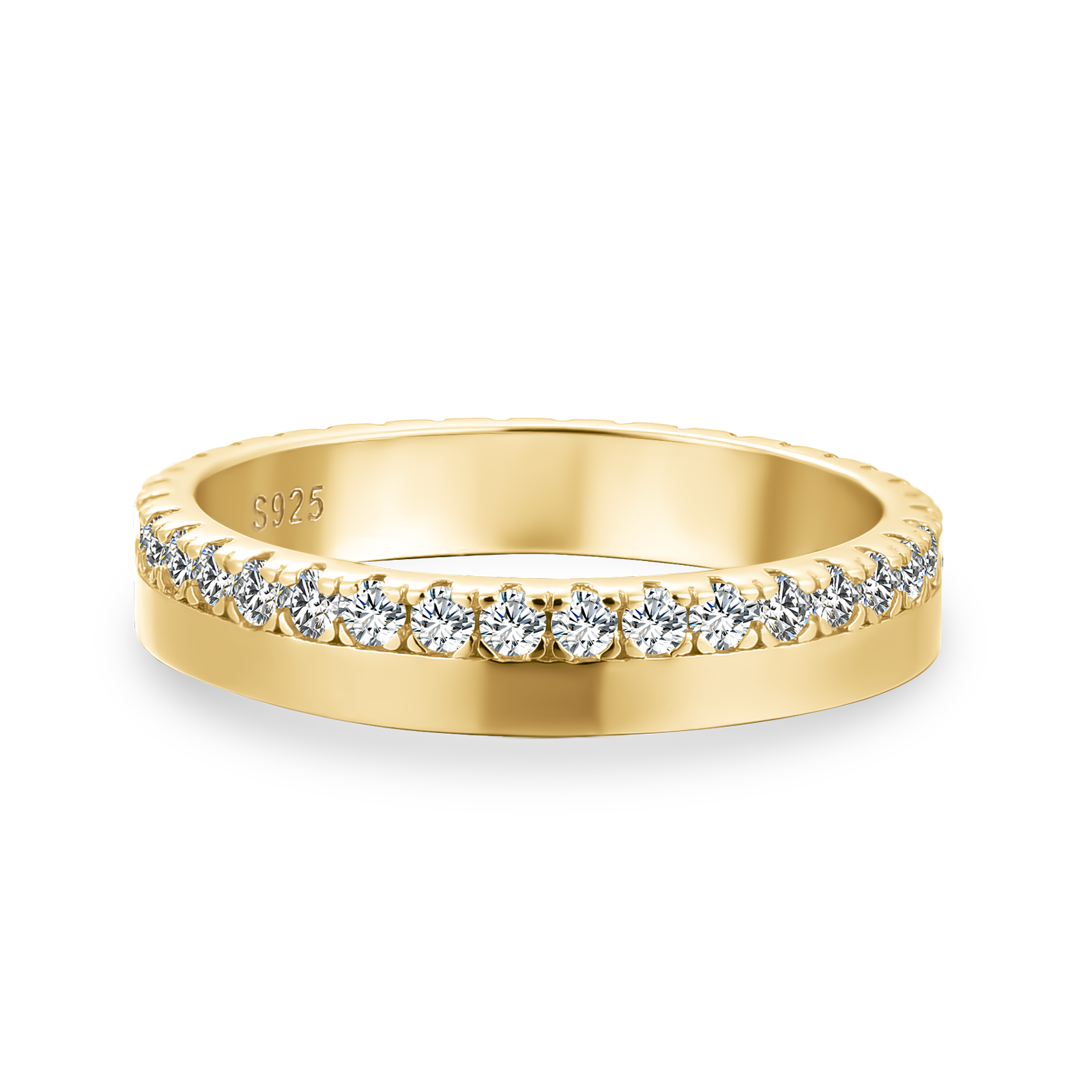 Gelovely 0.48ct Round Brilliant Cut Moissanite Diamond Eternity Band in Yellow Gold