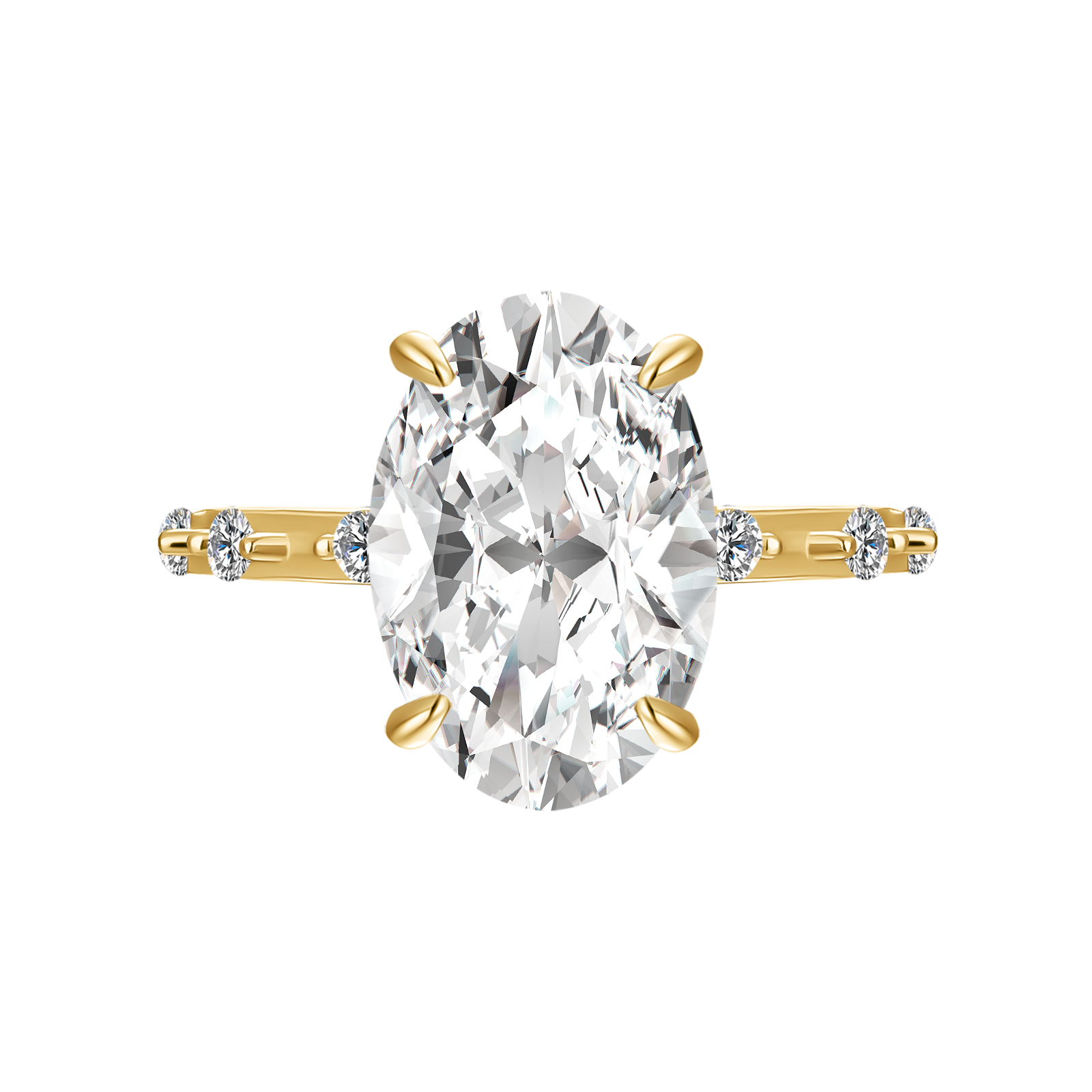 Yellow Gold 5.5 Ct Oval Cut Moissanite Engagement Ring In Sterling Silver
