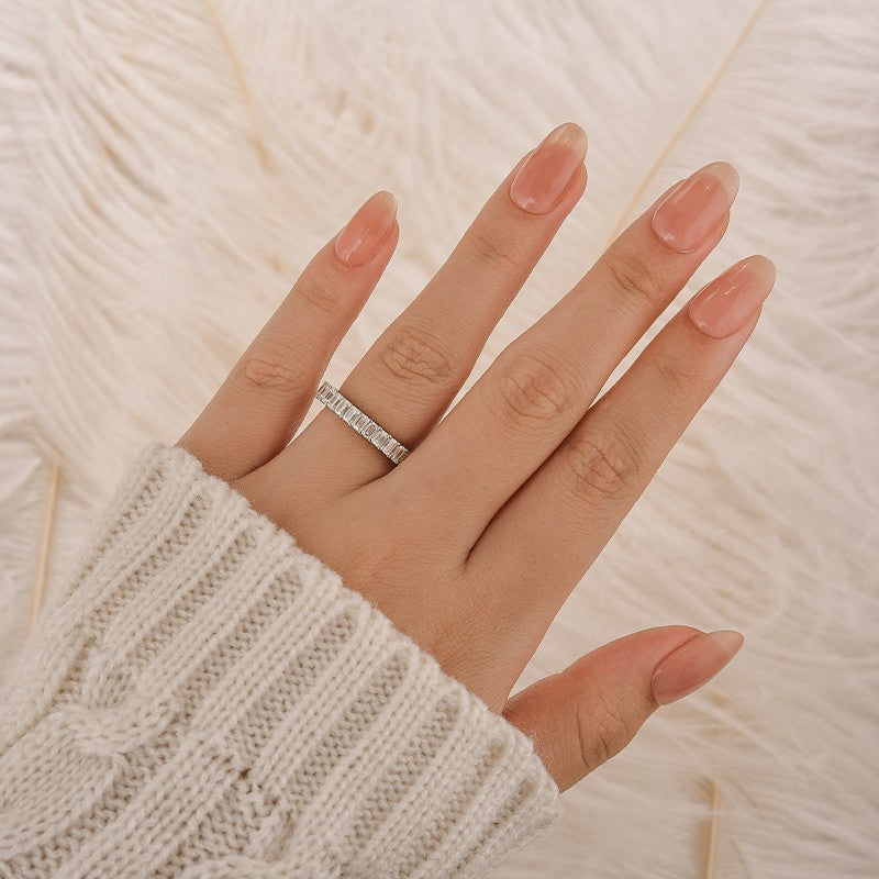 Moissanite 2.5 Ct Emerald Cut Eternity White Gold Wedding Band