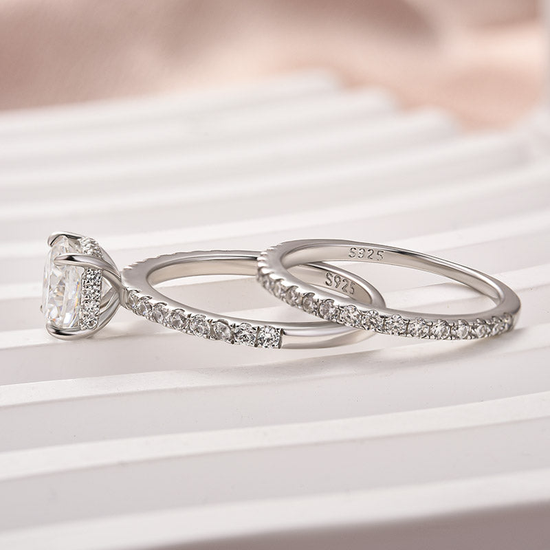 Gelovely Moissanite 2.0Ct Square Cushion Cut White Gold Wedding Ring For Women