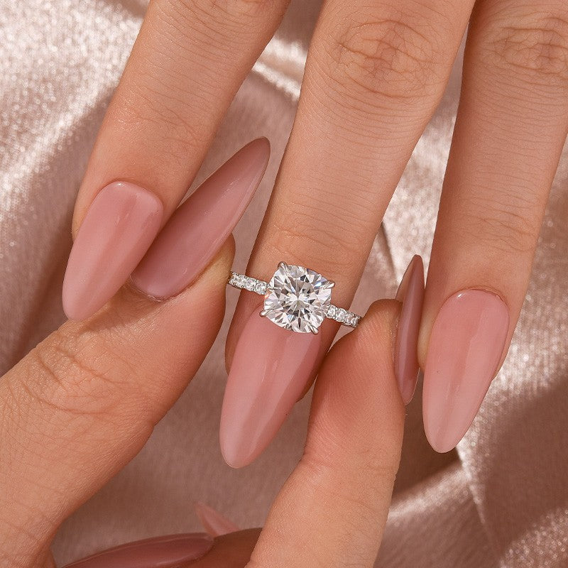 Gelovely Moissanite 2.0Ct -2.5Ct Square Cushion Promise Bridal Ring