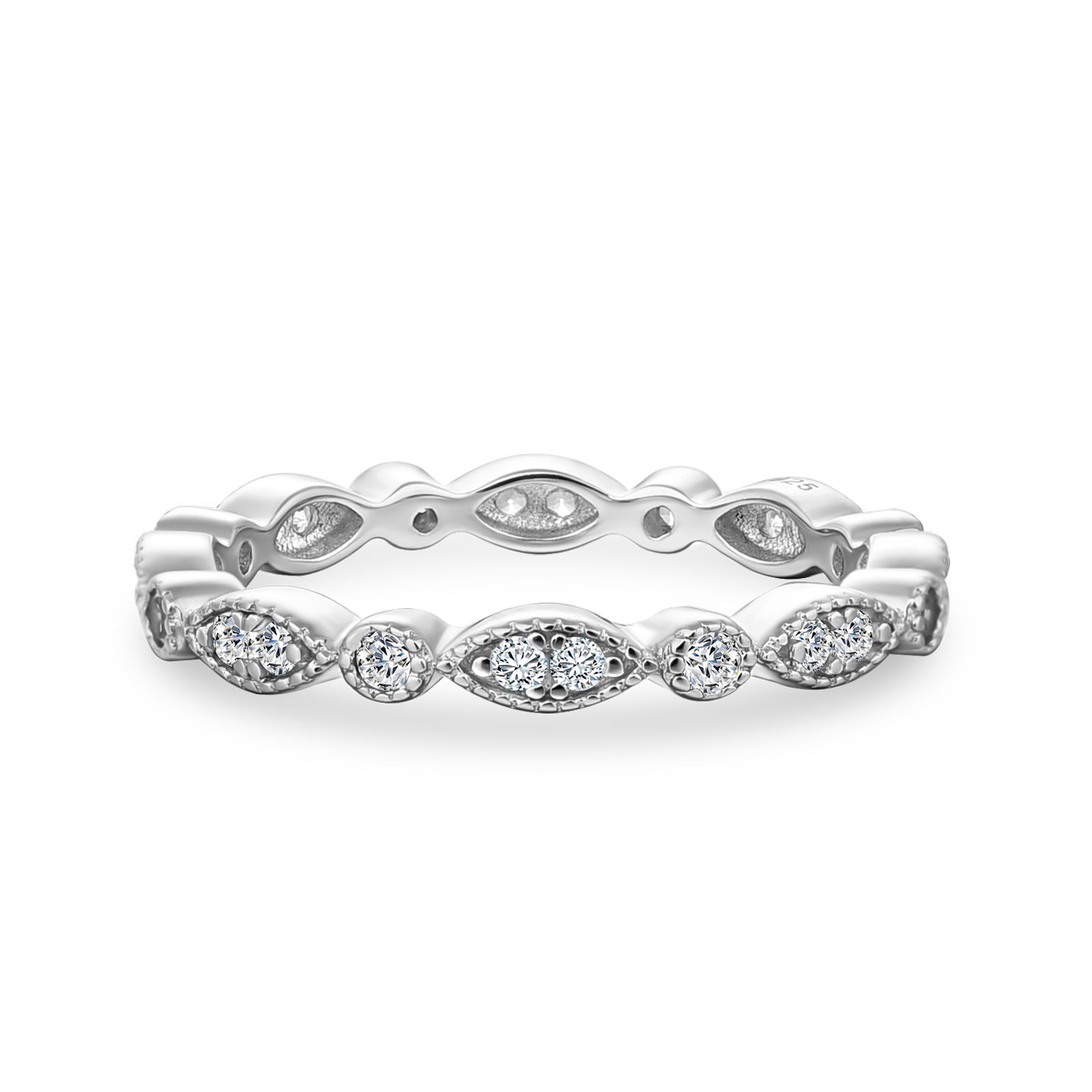 Moissanite 0.3Ct White Gold Pavé Eternity Wedding Ring
