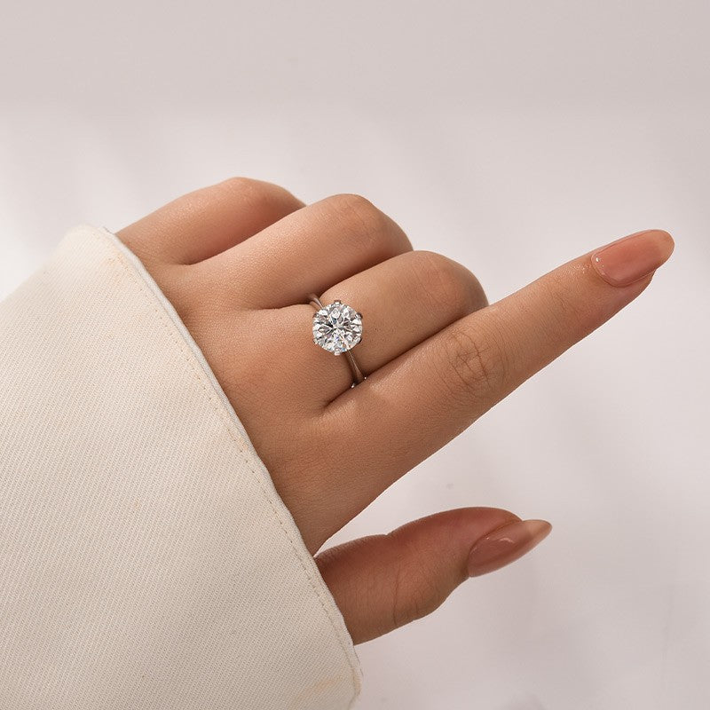 Gelovely Moissanite 2.0 Ct ～3.0Ct Round Cut 6 Prong White Gold Engagement Ring