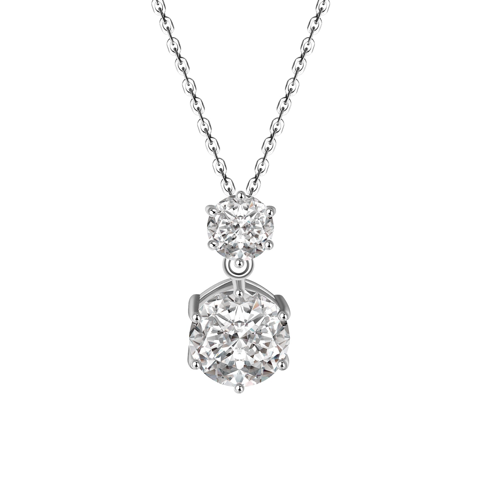 Gelovely Moissanite 3.8 Ct Round Cut White Gold Pendant Necklace