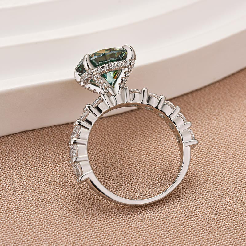 Moissanite 4.0Ct Turquoise Round Cut White Gold Engagement Ring