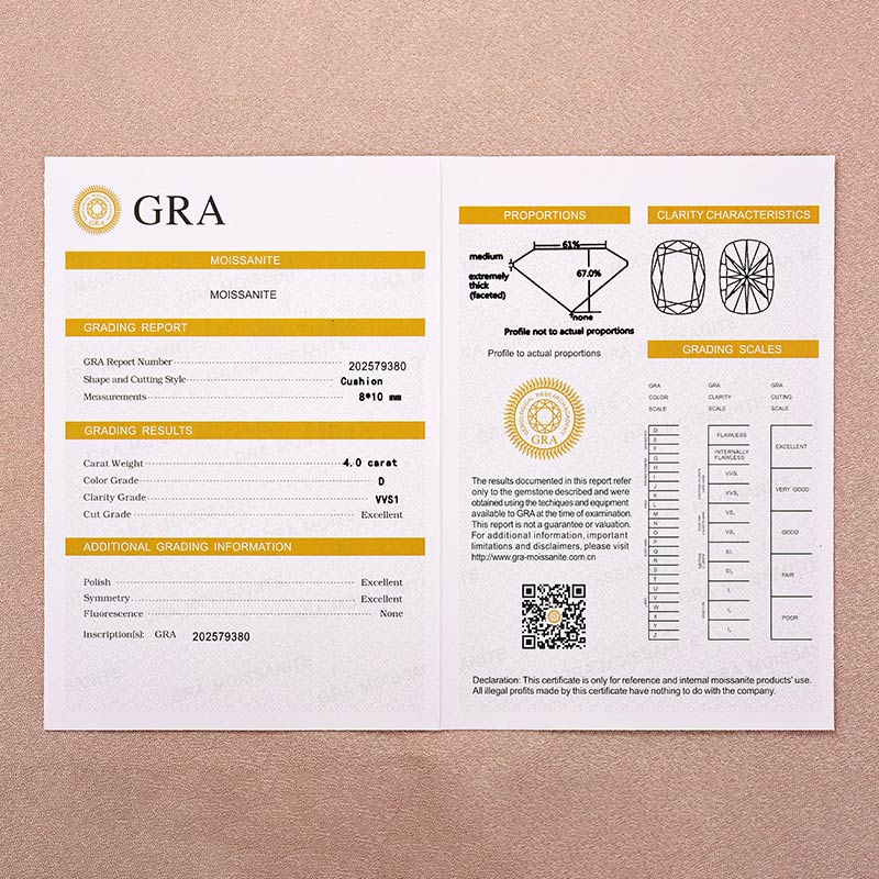 Gelovely Moissanite 2.5Ct~4.0 Ct Cushion Cut Yellow Gold Engagement Ring