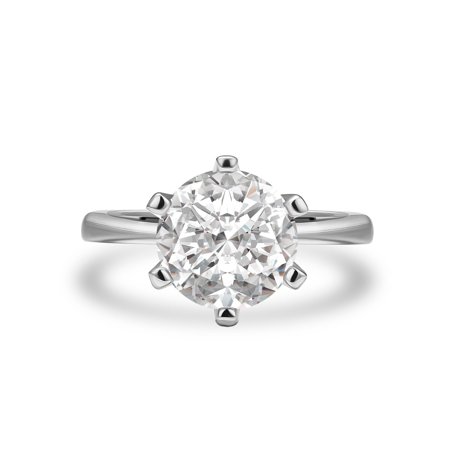 Gelovely Moissanite 2.0 Ct ～3.0Ct Round Cut 6 Prong White Gold Engagement Ring