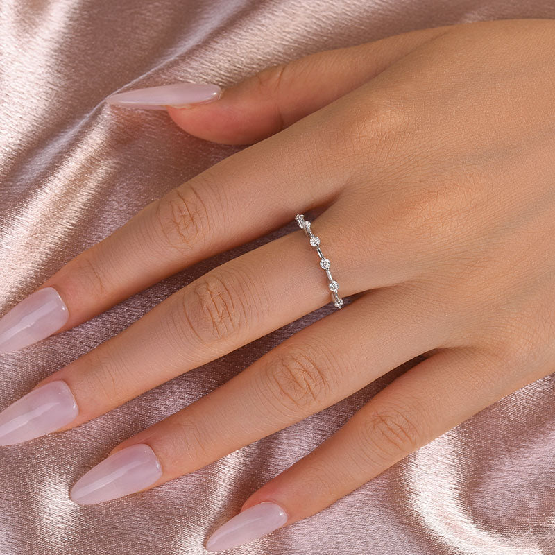 S925 Moissanite 0.2 Ct Round Cut Women's Wedding Band