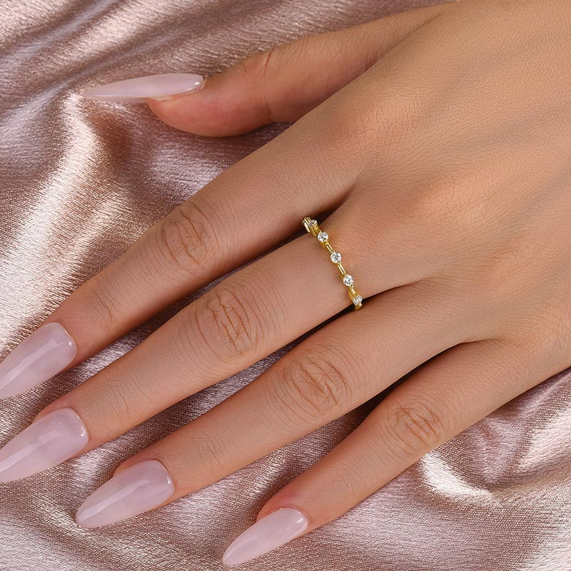 S925 Moissanite 0.2 Ct Yellow Gold Women's Wedding Band