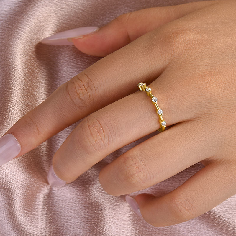 S925 Moissanite 0.2 Ct Yellow Gold Women's Wedding Band