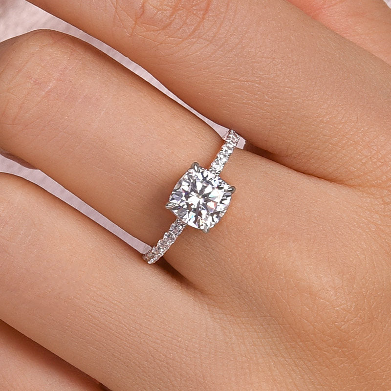 Gelovely Moissanite 2.0Ct -2.5Ct Square Cushion Promise Bridal Ring