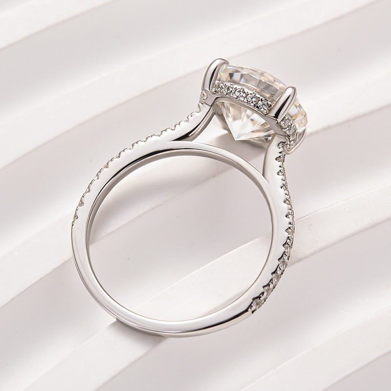 Moissanite 4.0 Ct Round White Gold Pave Engagement Ring