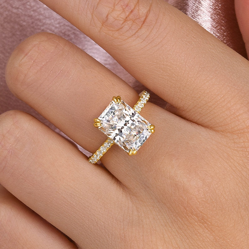 Gelovely Moissanite 4.5 Ct Radiant Cut Yellow Gold Engagement Ring For Women