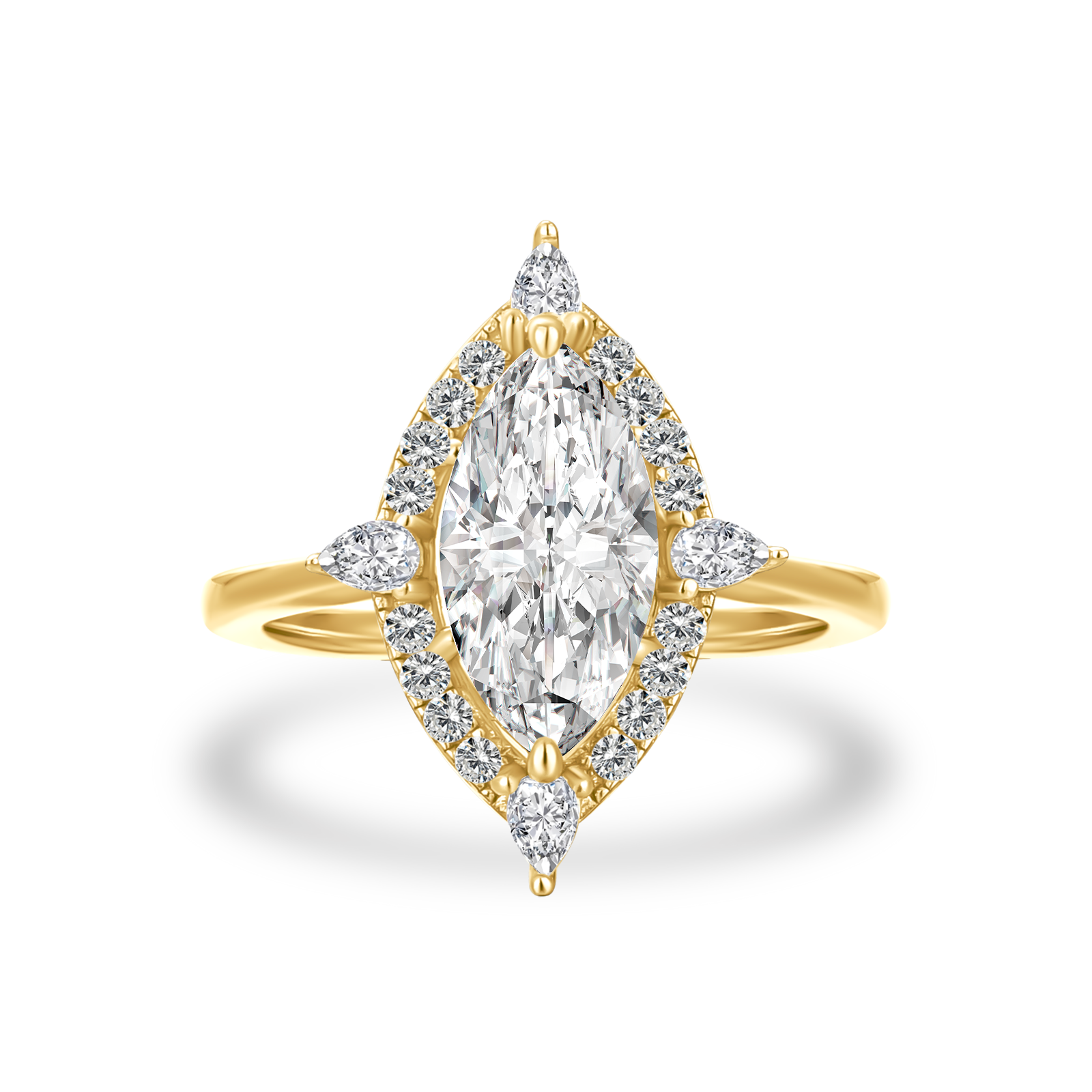 Vinatge Moissanite 2.0Ct Marquise Cut Halo Engagement Ring Travel Ring For Her