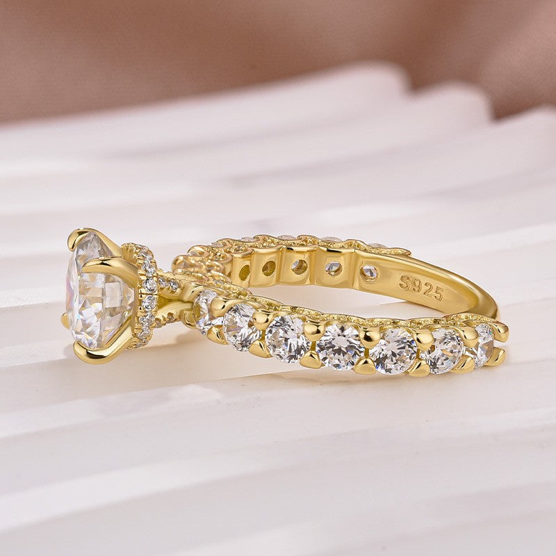 Moissanite 2.0 Ct Round Cut Down Pavé Engagement Ring