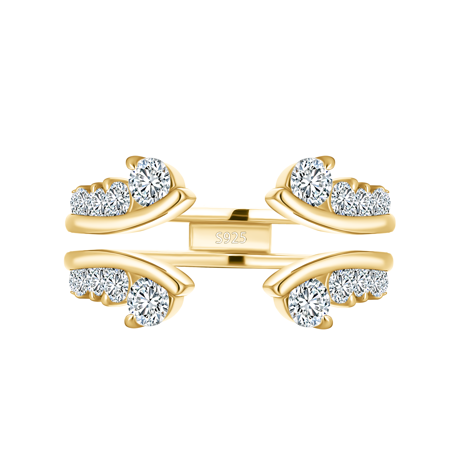 Moissanite Round Cut Jacket Yellow Gold Stack Wedding Band