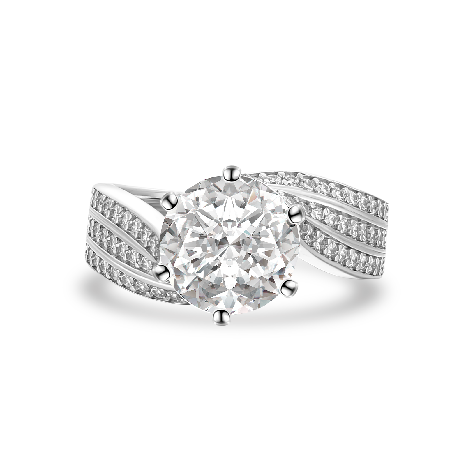 Moissanite 3.0 Ct Round Cut Twist White Gold Promise Ring