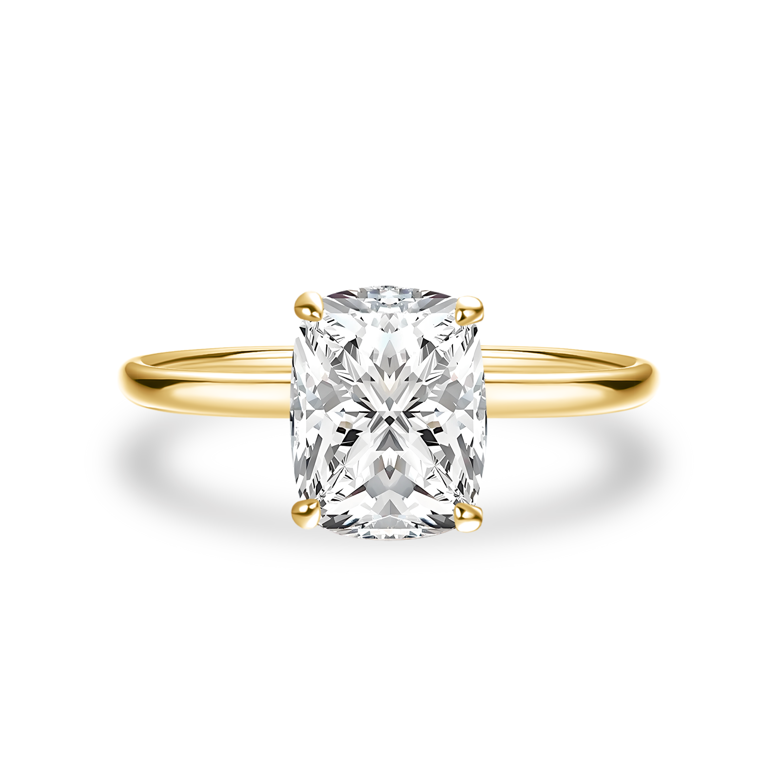 S925 Moissanite 2.5Ct~4.0 Ct Cushion Cut Yellow Gold Engagement Ring For Everyday Wear