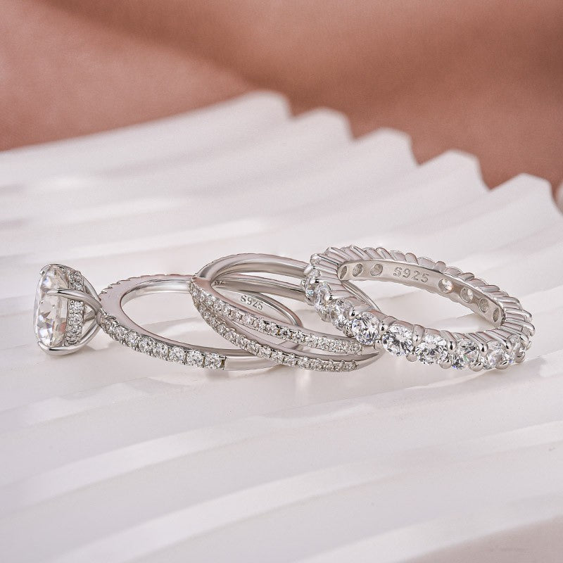 2.0 Ct Round Cut Moissanite Diamond Wedding Ring with Twist Bands