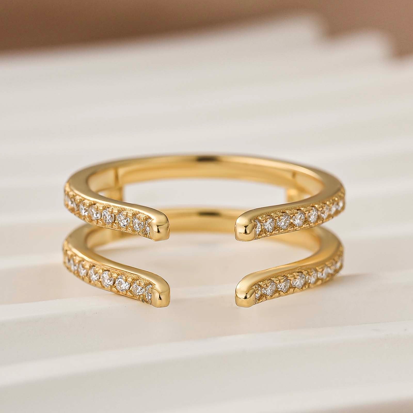 S925 Moissnaite 0.36Ct Pave Self Love Stackable Open Enhancer Band For Everyday Wear