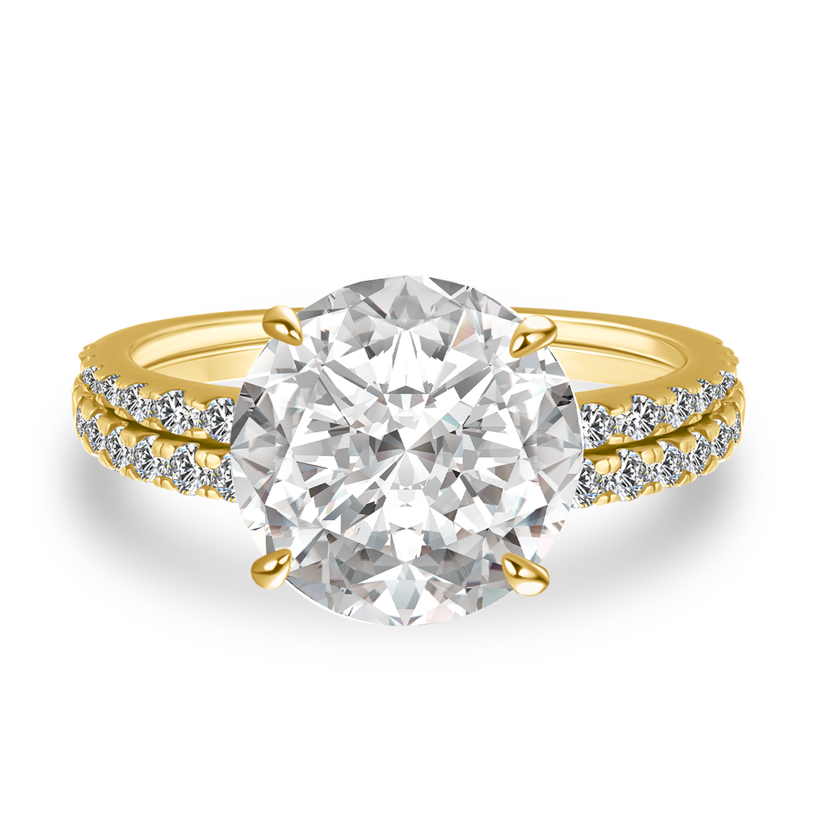 Gelovely Moissanite 4.0 Ct Round Cut Yellow Gold Wedding Ring Set