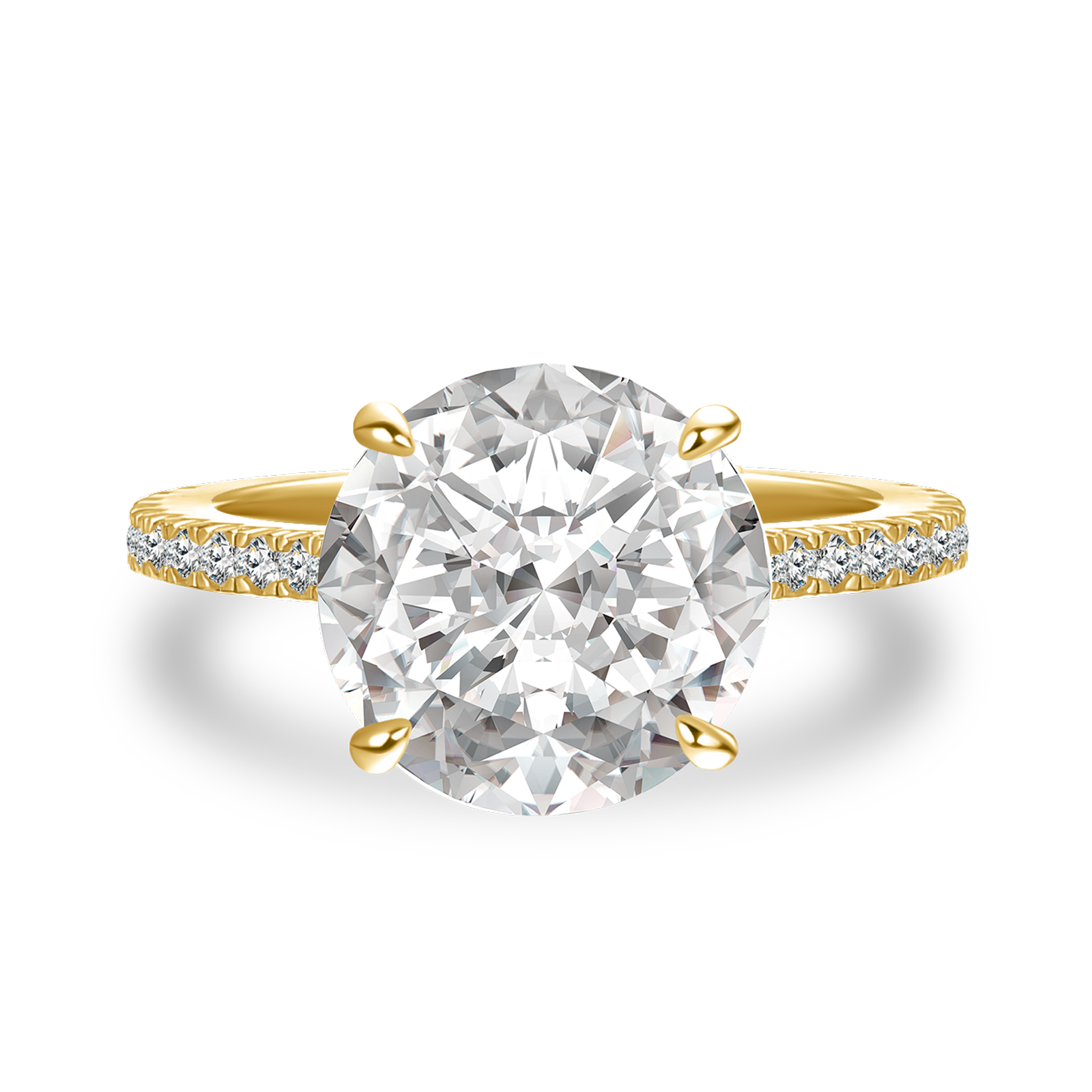 Gelovely Moissanite 4.0 Ct Round Yellow Gold Engagement Ring