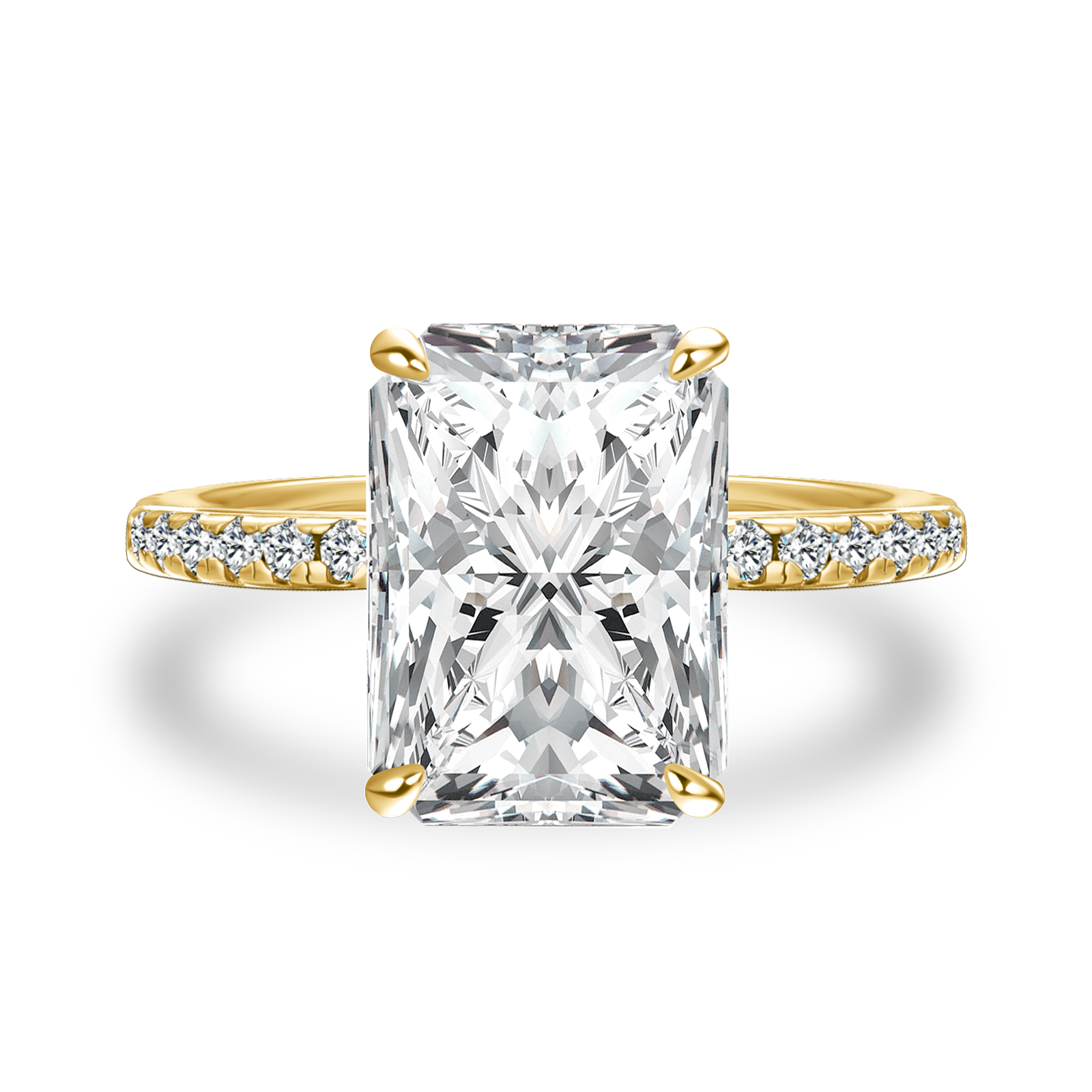 Gelovely Moissanite 4.5Ct Radiant Cut Yellow Gold Travel Promise Ring