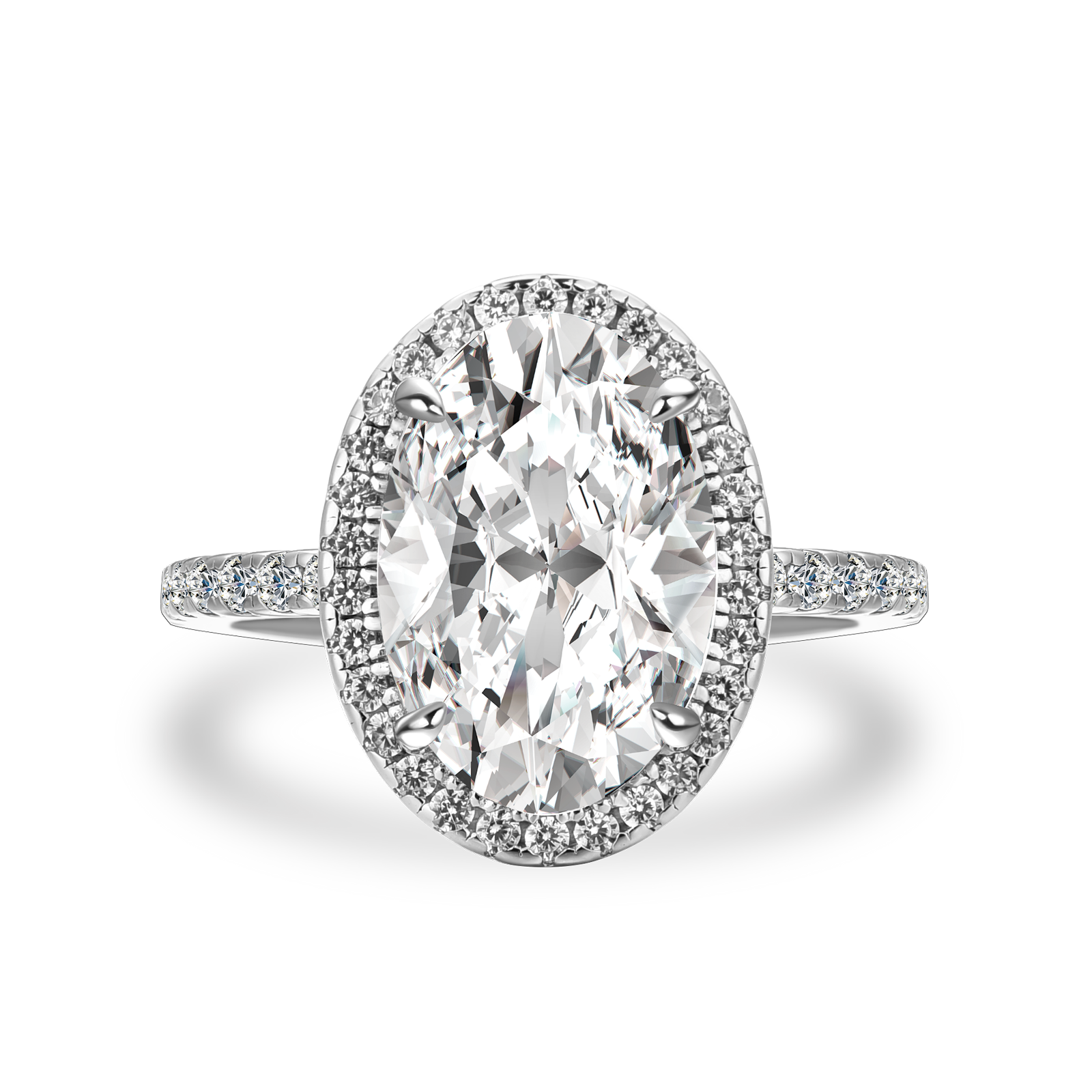 Gelovely Moissanite 4.0 Ct Oval Cut Halo White Gold Engagement Ring