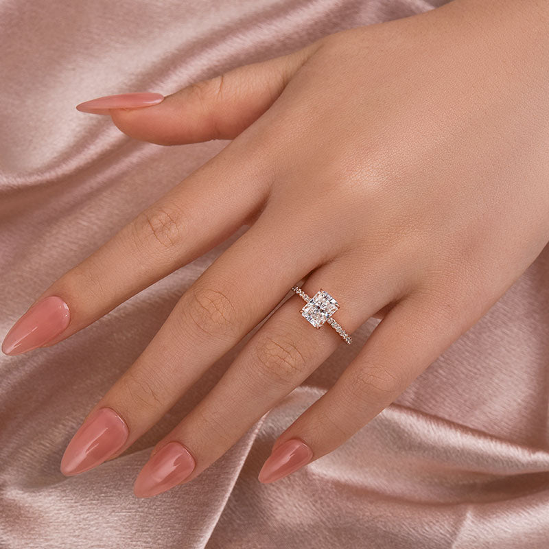 Gelovely Moissanite 2.0 Ct～3.5 Ct Radiant Cut Rose Gold Engagement Ring For Women