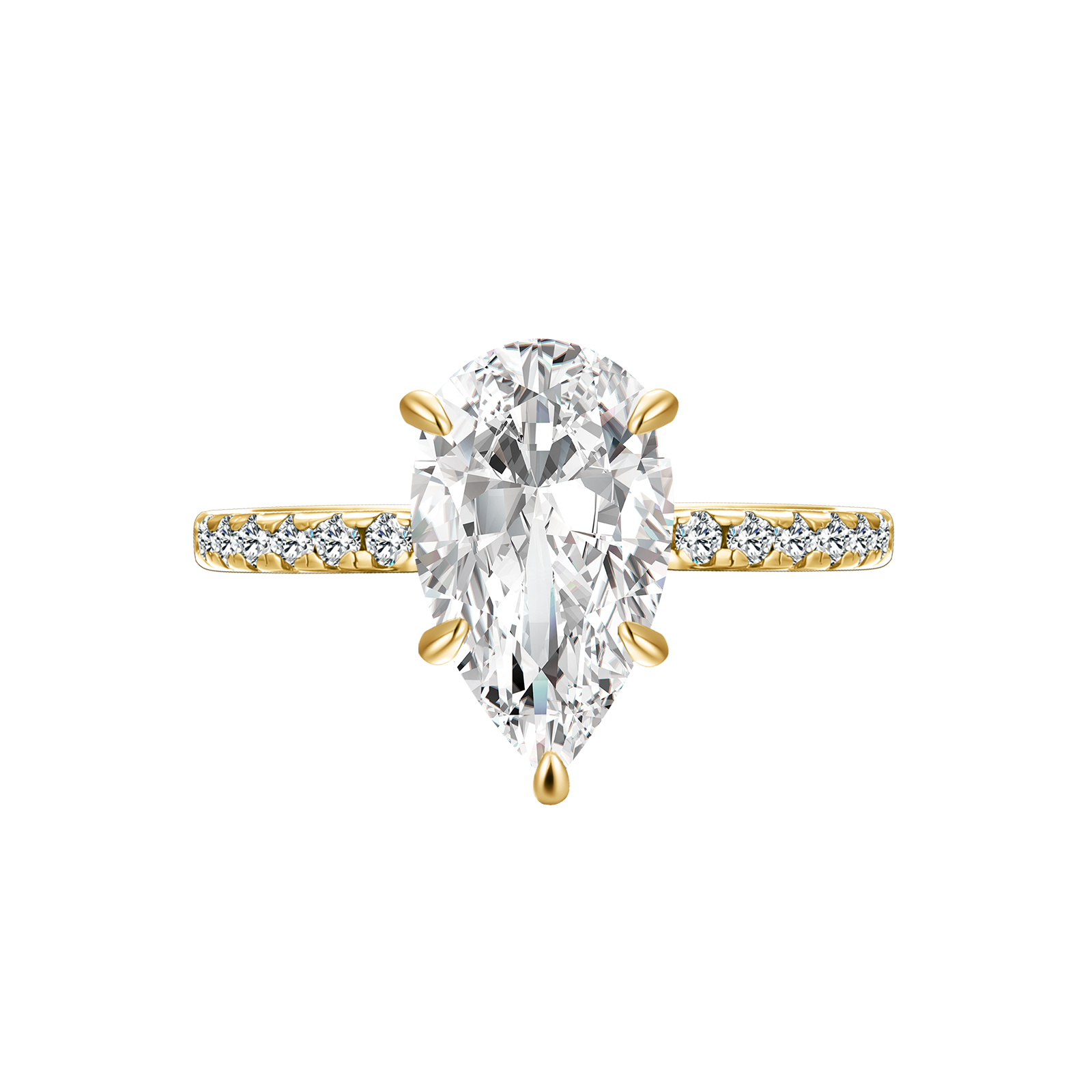 Moissanite 2.8Ct Pear Cut Yellow Gold Promise Ring For Women