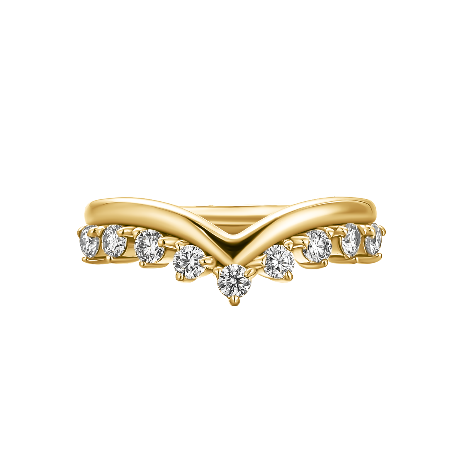 Graduated Tiara Wedding Ring With Round Moissanite Diamonds