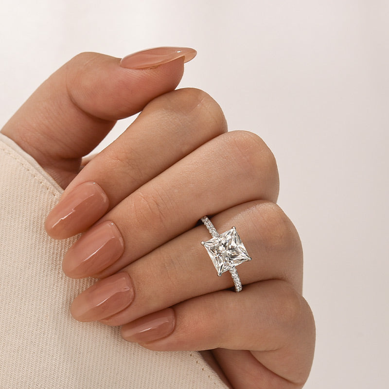 Gelovely Moissanite 2.0 Ct ～3.0 Ct Square Princess Cut Bridal Ring
