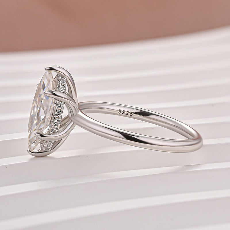 Moissanite 1.0 Ct/2.0 Ct/3.0Ct Marquise Cut Solitaire White Gold Promise Ring For Women