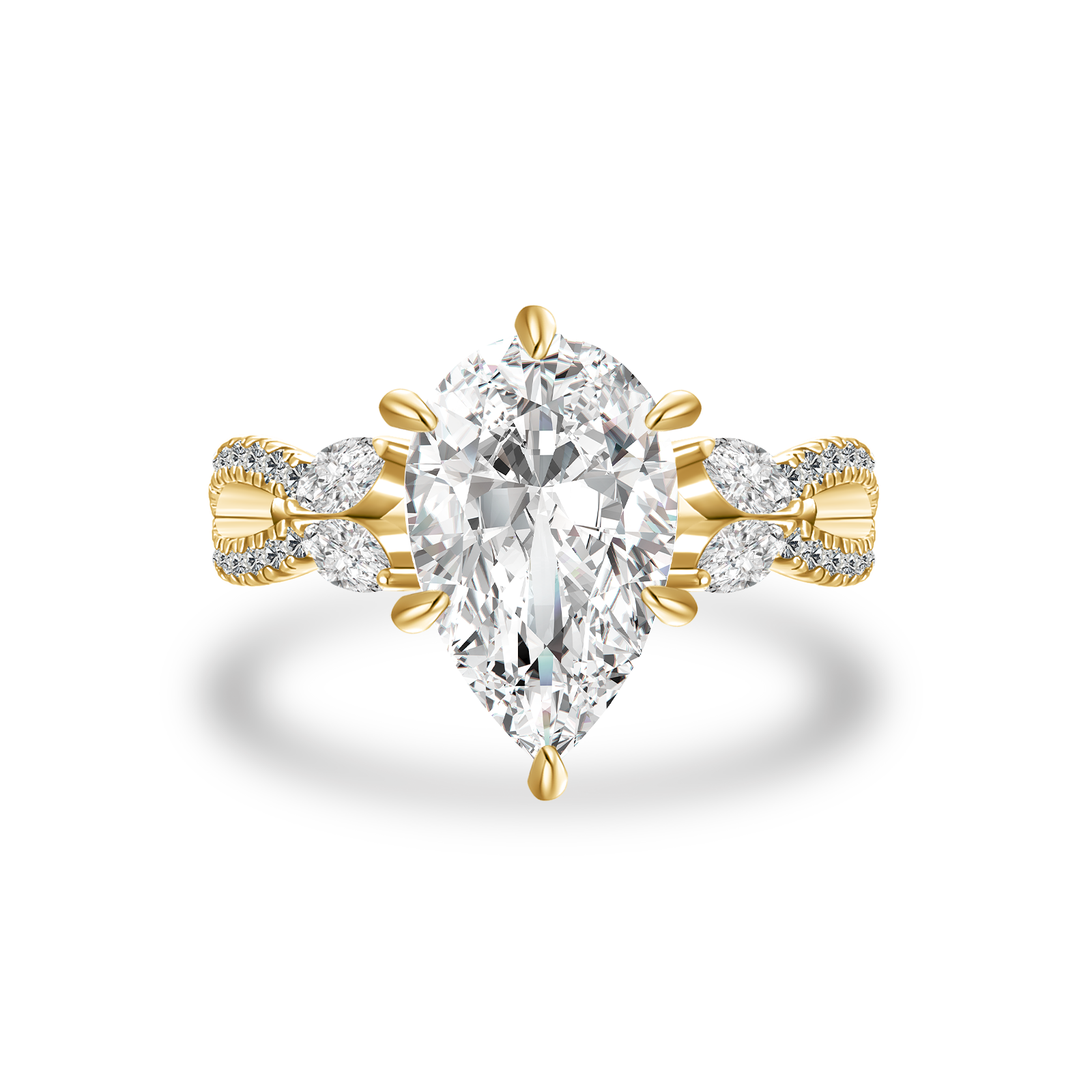Moissanite Vintage 4.0Ct Pear Cut Twist Engagement Ring Travel Ring In Sterling Silver