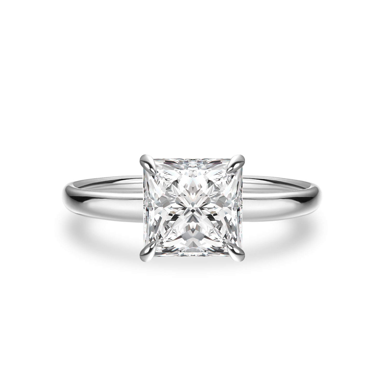 Moissanite 2.0 Ct Princess Cut Solitaire White Gold Promise Ring For Women