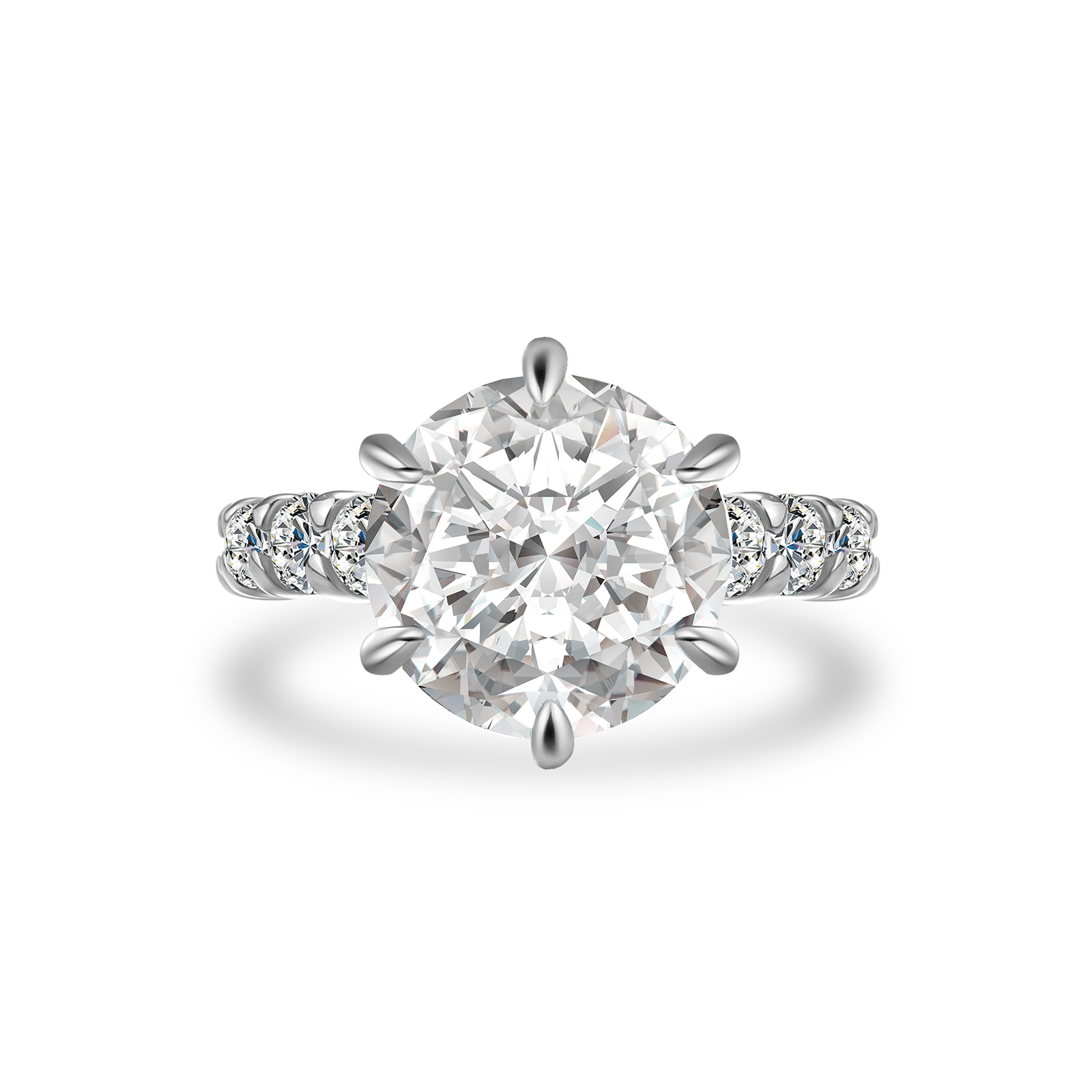 S925 Moissanite 6.0Ct Round Cut With Moissanite 4.0Ct Band Stone Engagement Ring Travel Rings