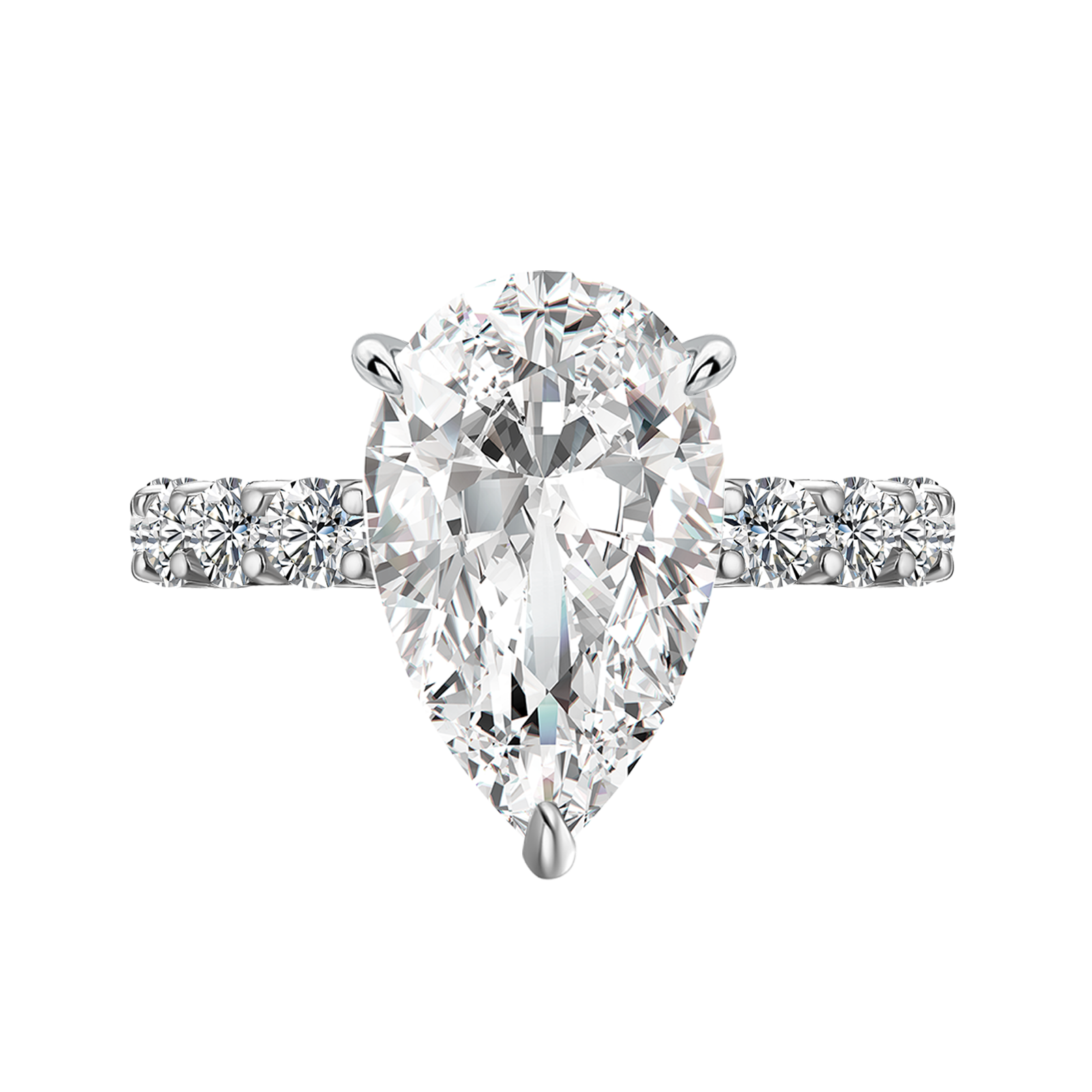 S925 Moissanite 4.0Ct Pear Cut Engagement Ring Travel Ring In Sterling Silver