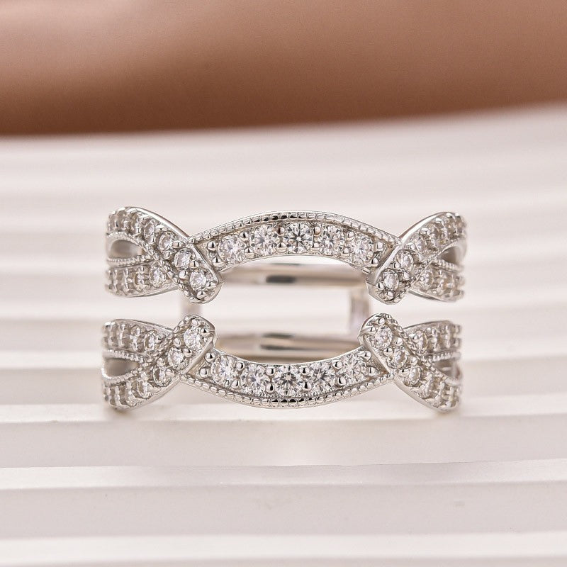 S925 Moissanite 1.0Ct Round Cut Wedding Band Vintage Stackable Enhancer Band