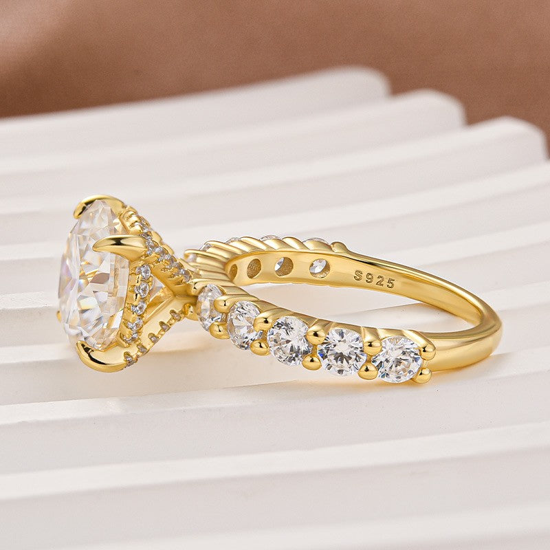 Gelovely Moissanite 2.0Ct~4.0 Ct Round Yellow Gold Engagement Ring