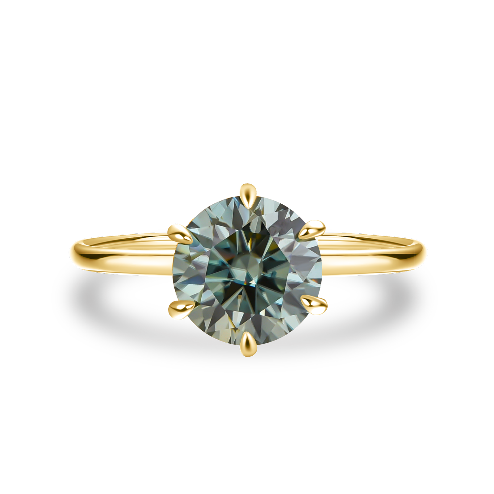Gelovely Moissanite 2.0 Ct Round Cut Paraiba Tourmaline Engagement Ring