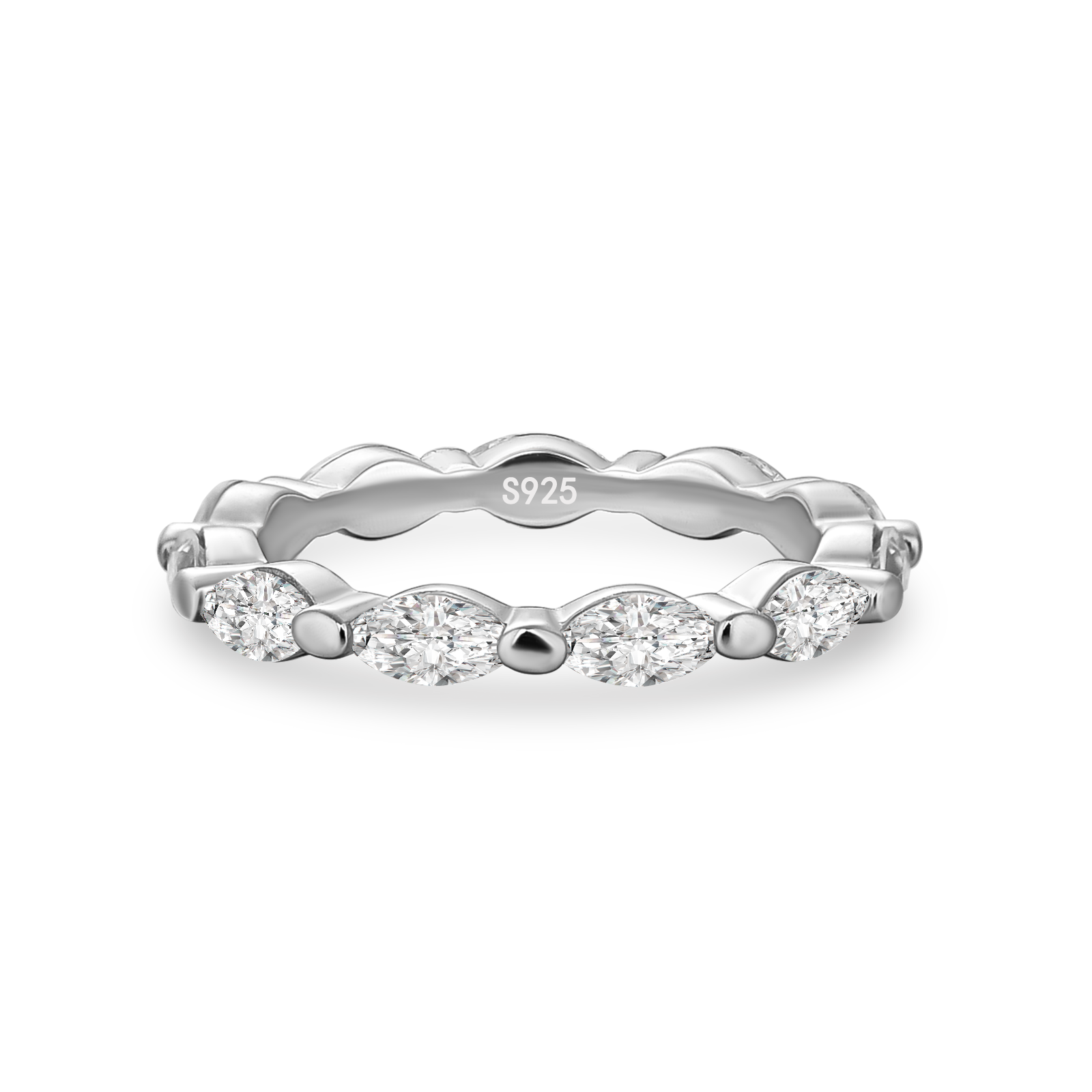 White Gold East West Marquise Moissanite Diamond Eternity Ring