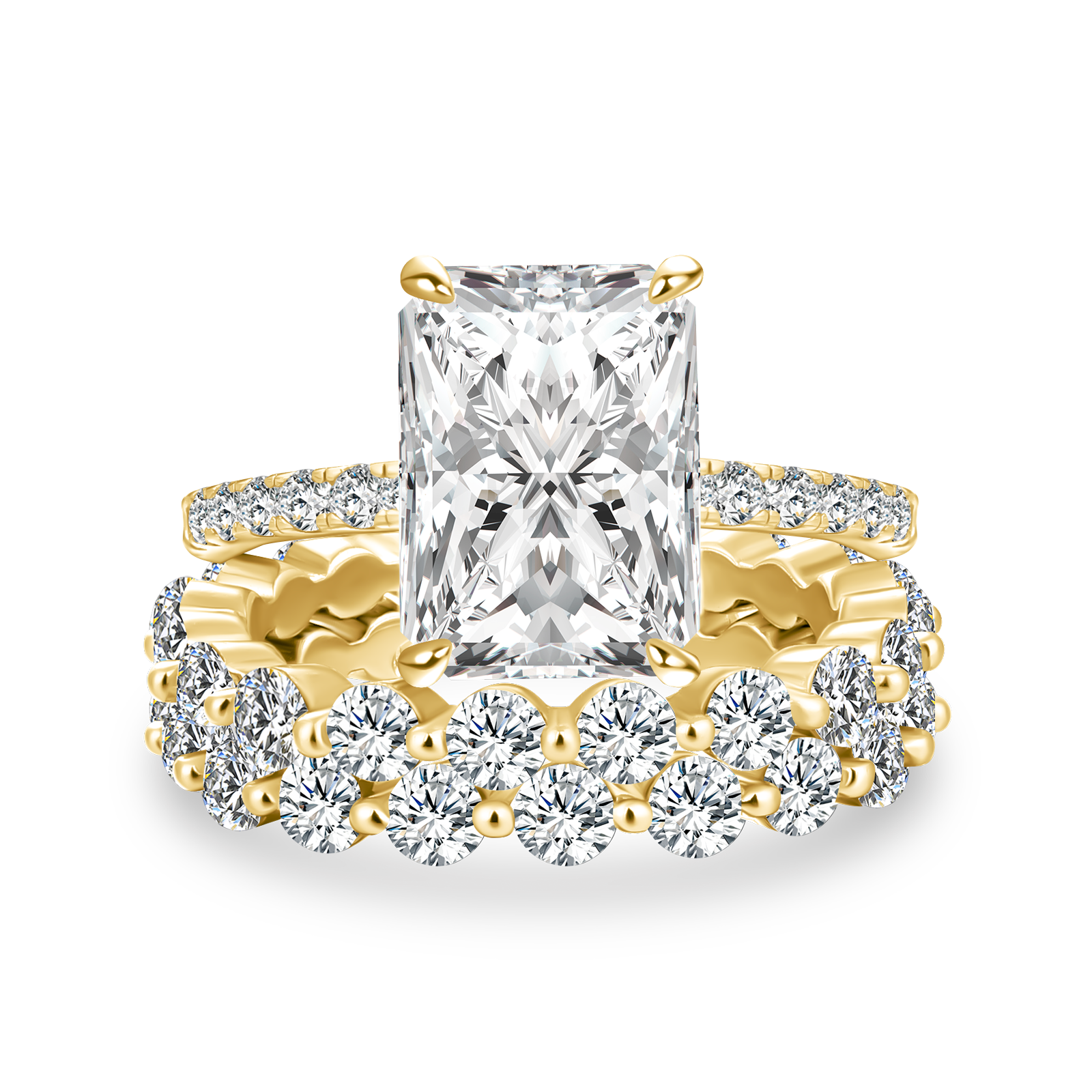 Moissanite 4.5 Ct Radiant Cut Yellow Gold Wedding Ring