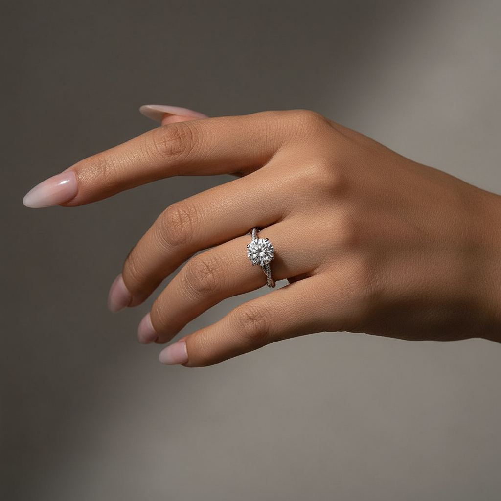 Gelovely Moissanite 1.2Ct/2.0 Ct Round Cut Twist White Gold Pave Promise Bridal Ring