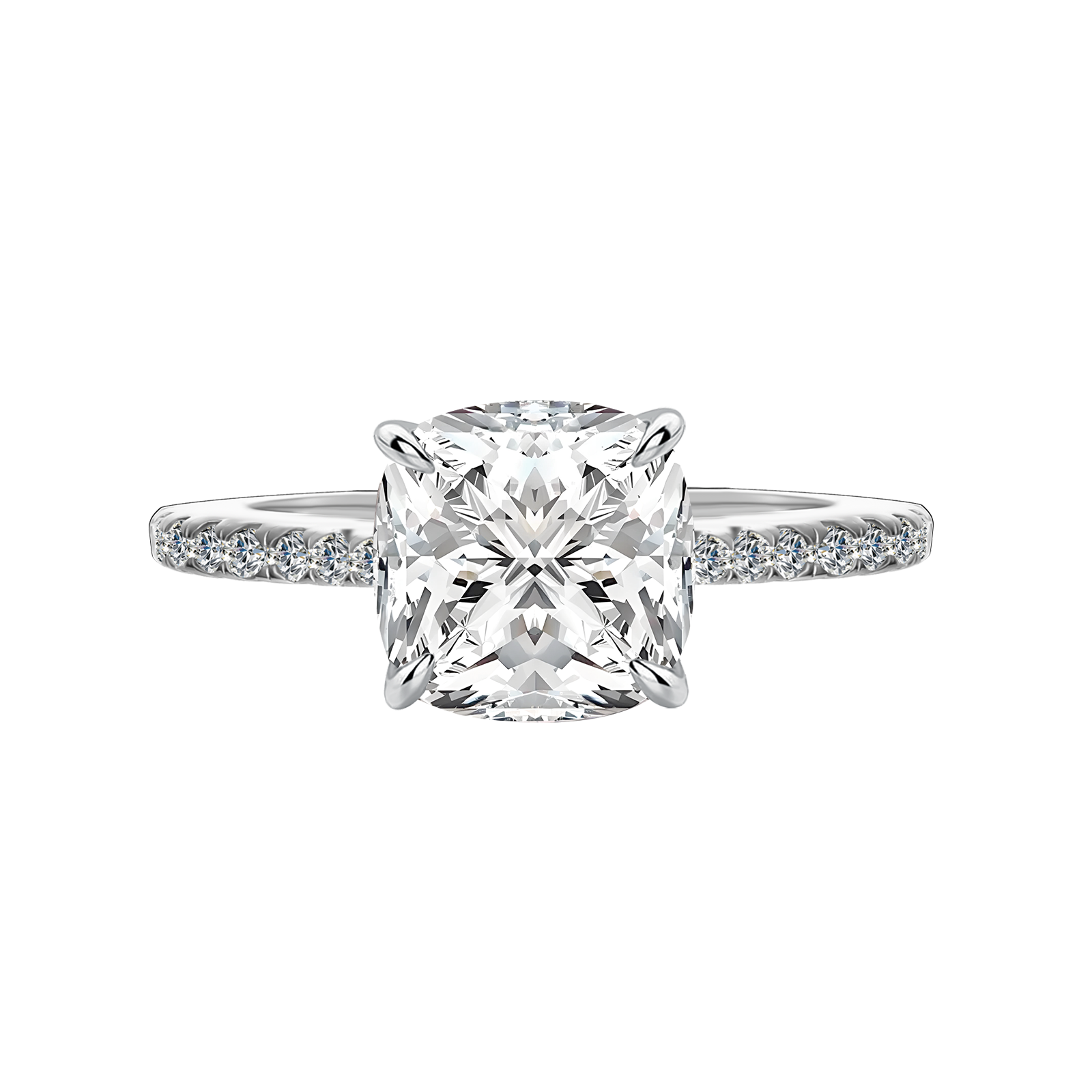 S925 Moissanite 3.5Ct Cushion Cut Hidden Halo Engagement Ring in Sterling Silver